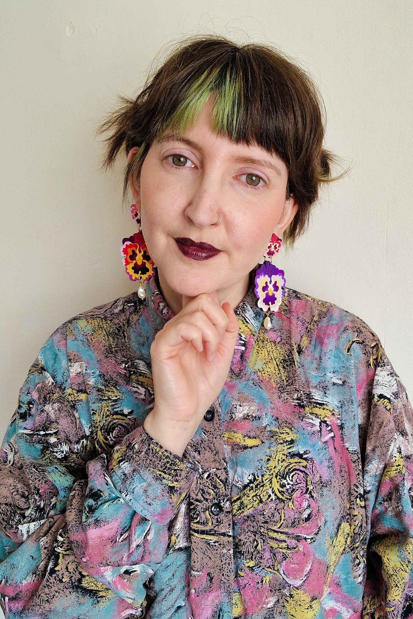 Mismatched Pansy Earrings