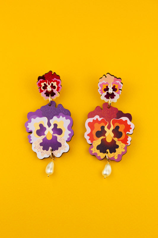 Mismatched Pansy Earrings