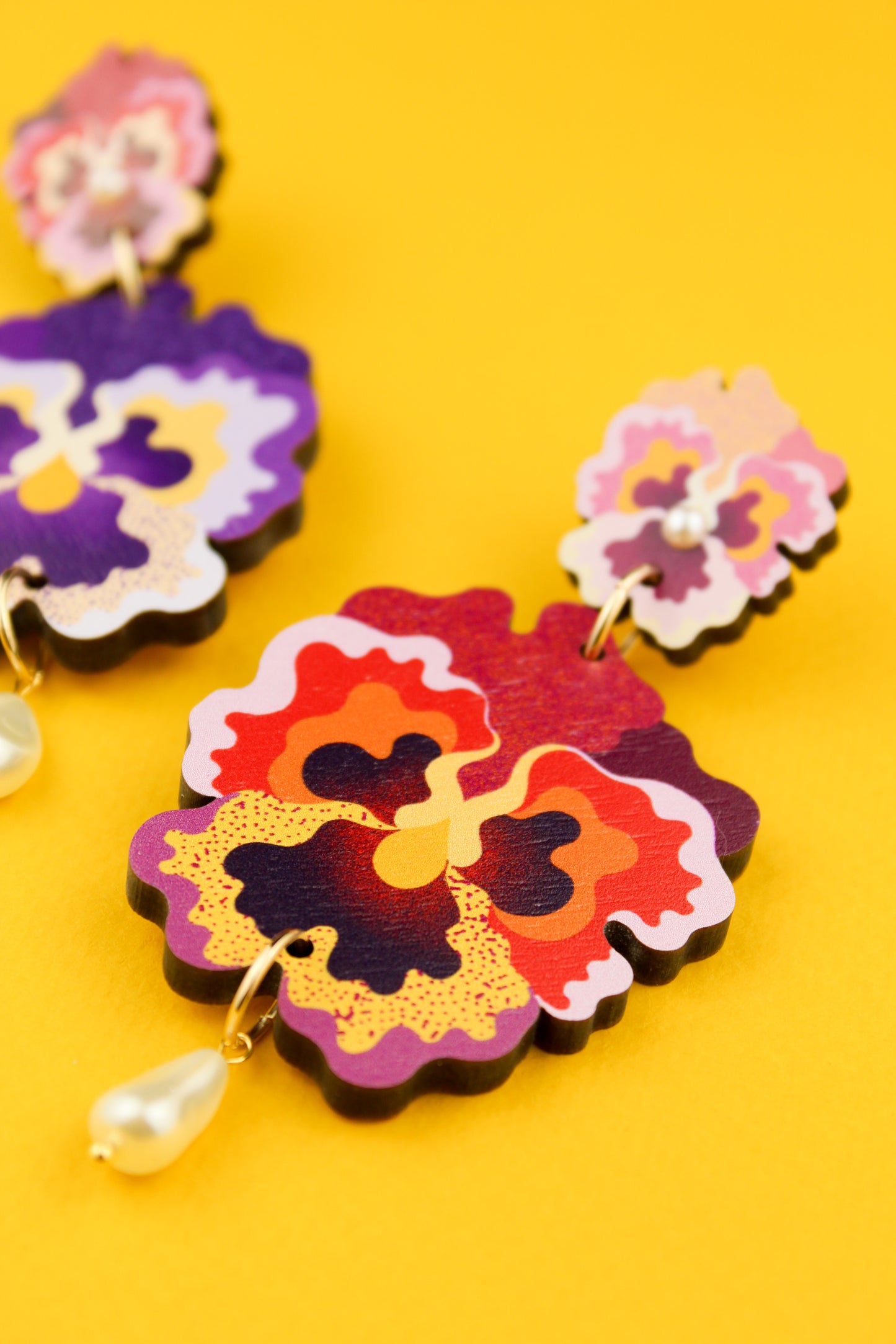 Mismatched Pansy Earrings