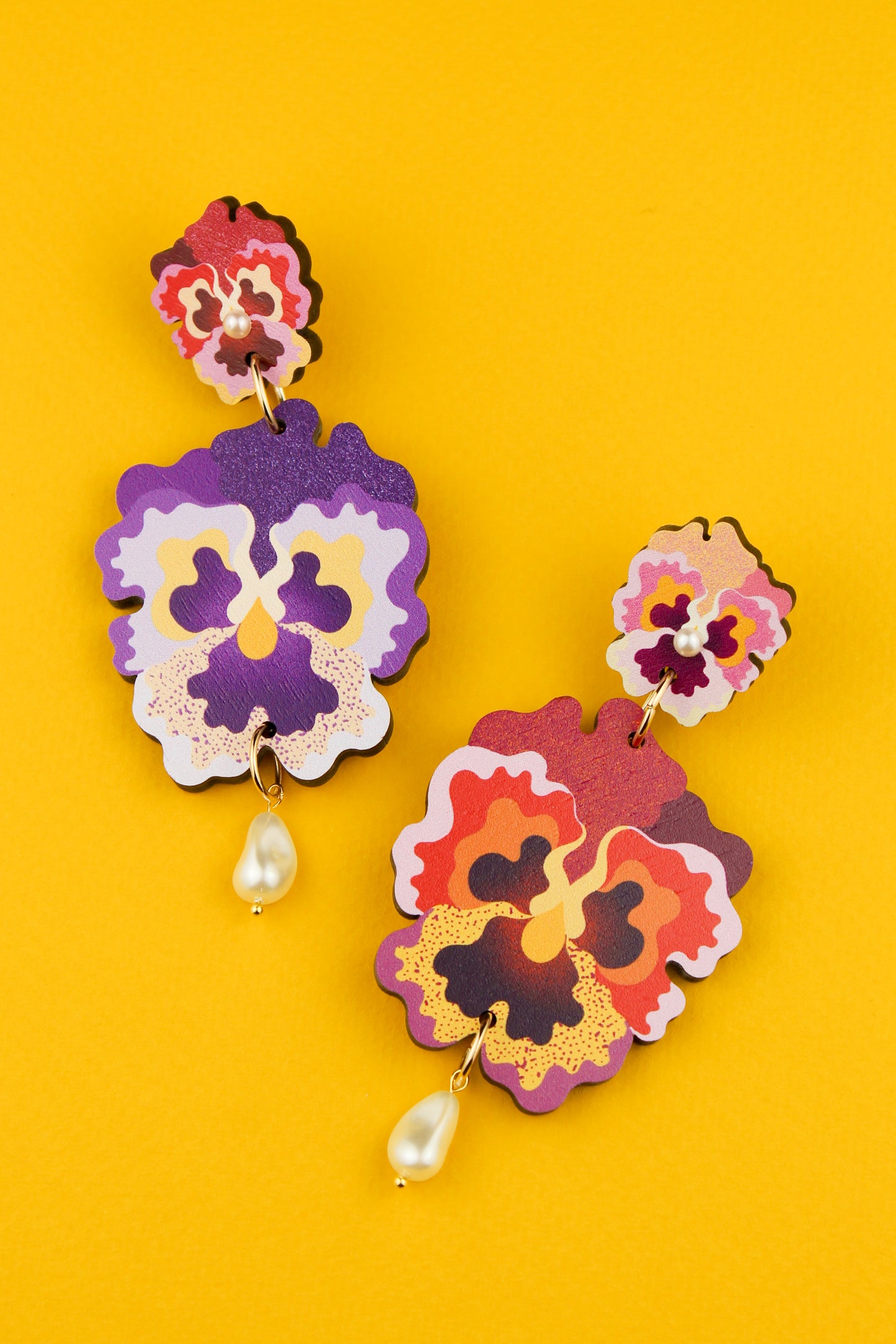 Mismatched Pansy Earrings