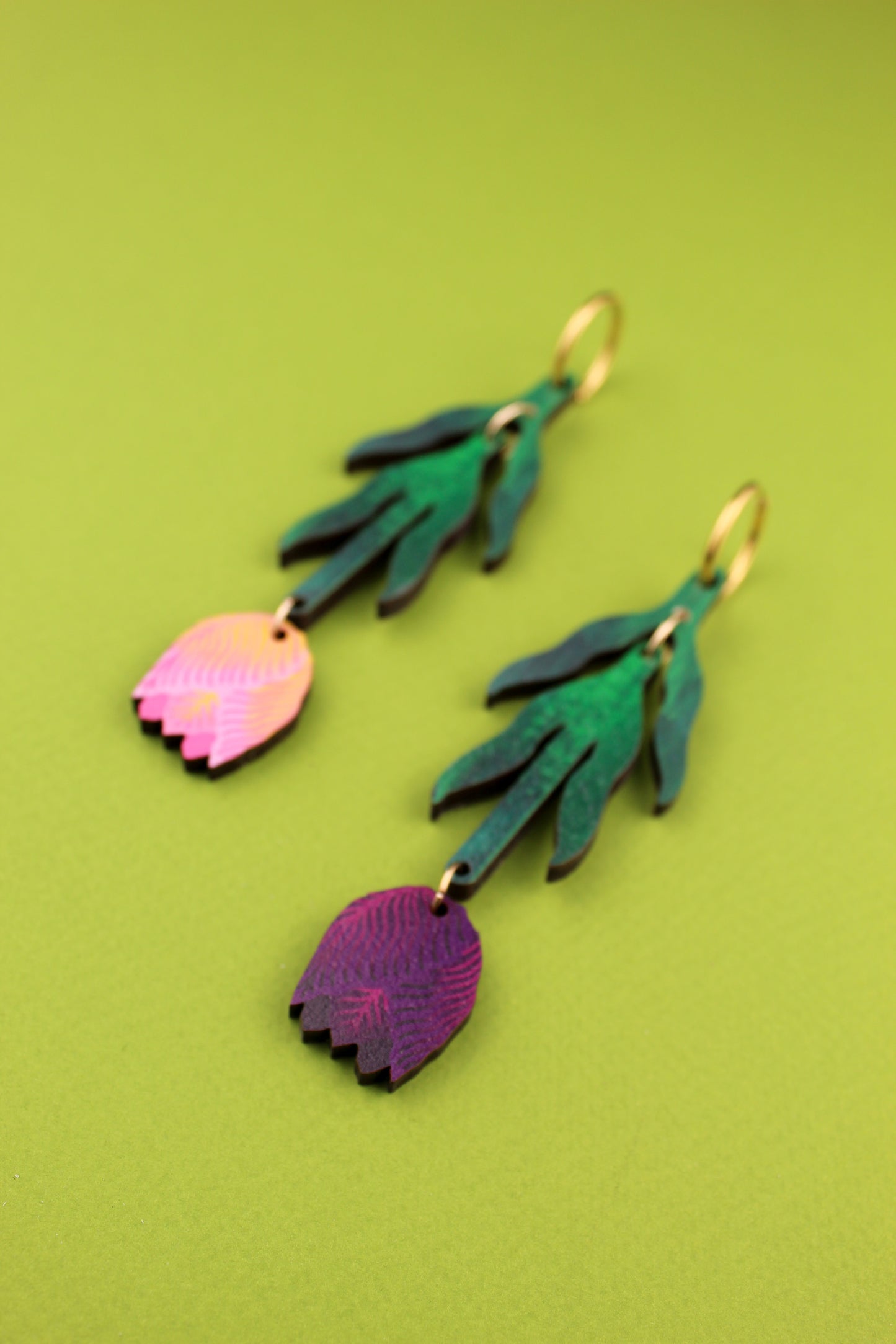 Purple and Peach Tulip Earrings